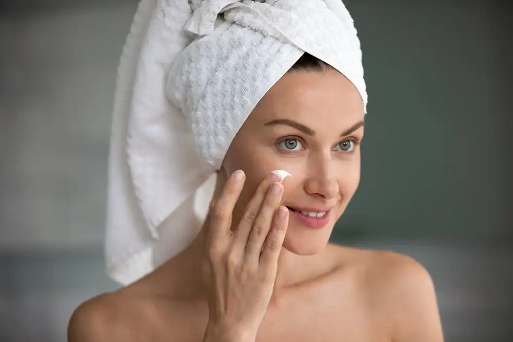 mature woman skincare close up radiant skin