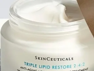 Close-up of anti-aging face cream texture in jar